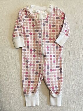 Hanna Andersson Organic Cotton Pink Polka Dot Full Zip Sleeper Pajamas Girls 0-6